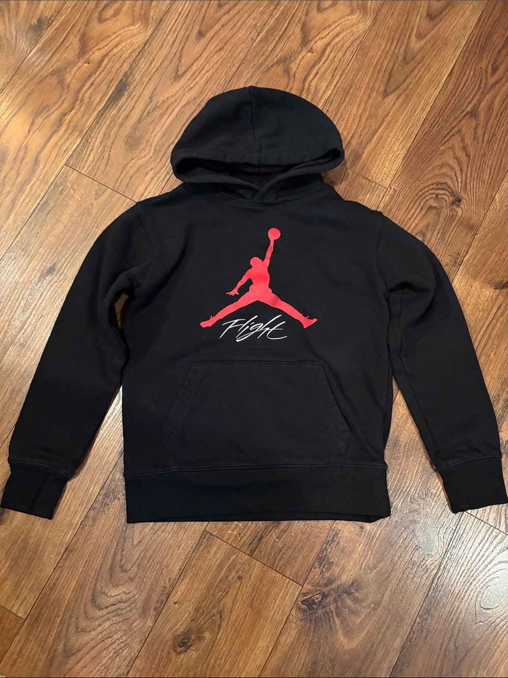 Jordan Black Hoodie with Red Basketball Player and The Words Flight